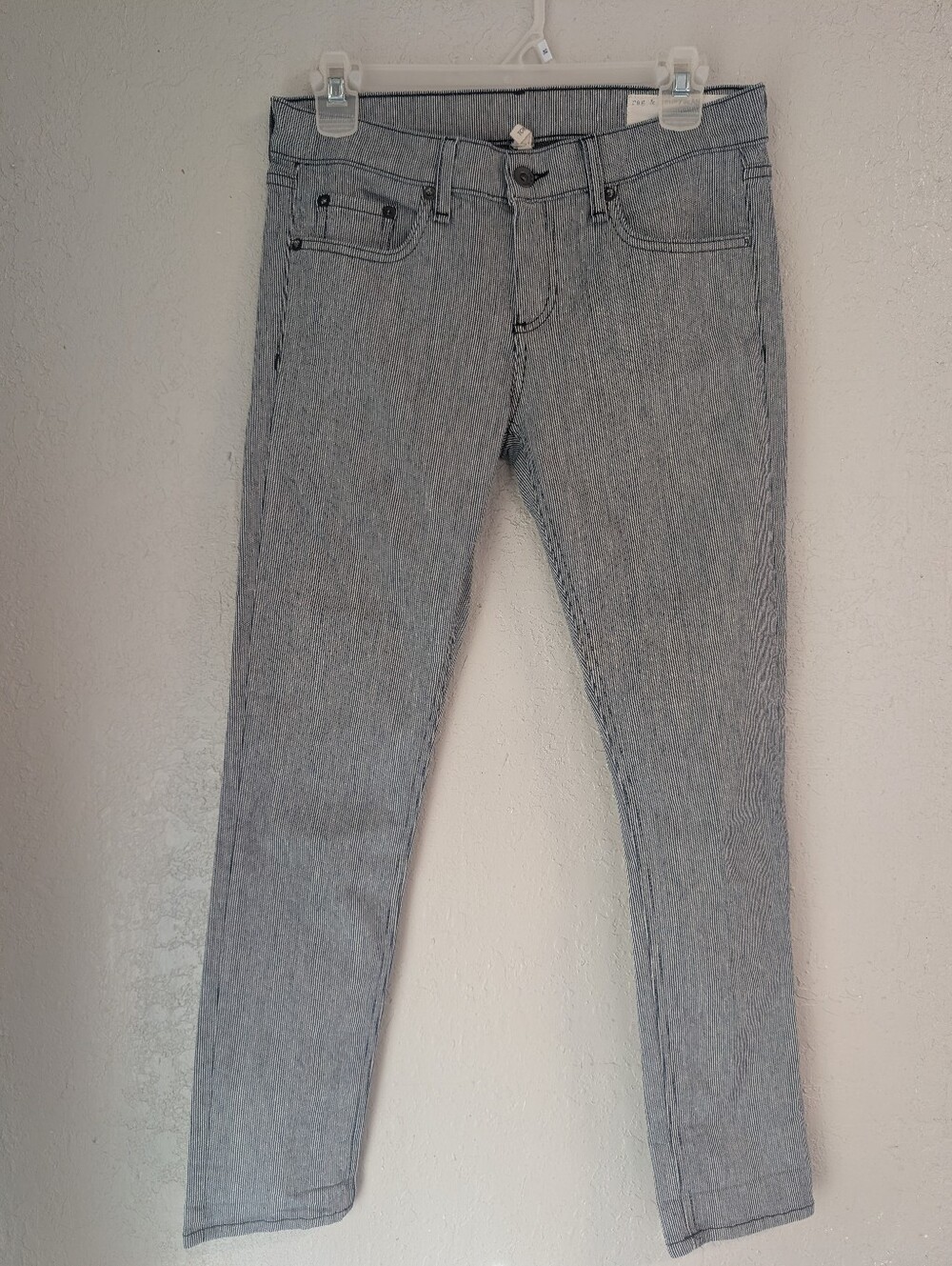 Pinstripe Skinny Jeans 26 Whimsigoth Indie Low Rise Goth Grunge Fisherman Rave